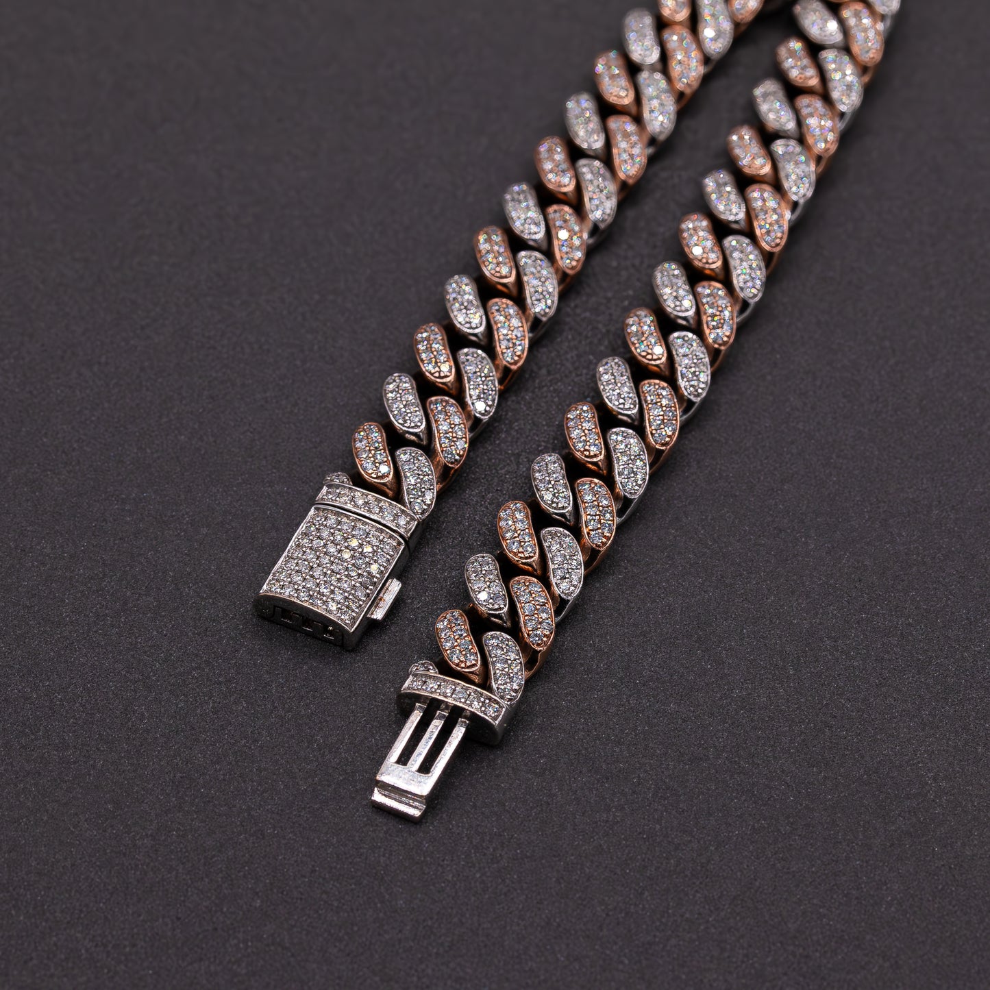 Two Tone Rose-White Gold 10K Diamond Bracelet