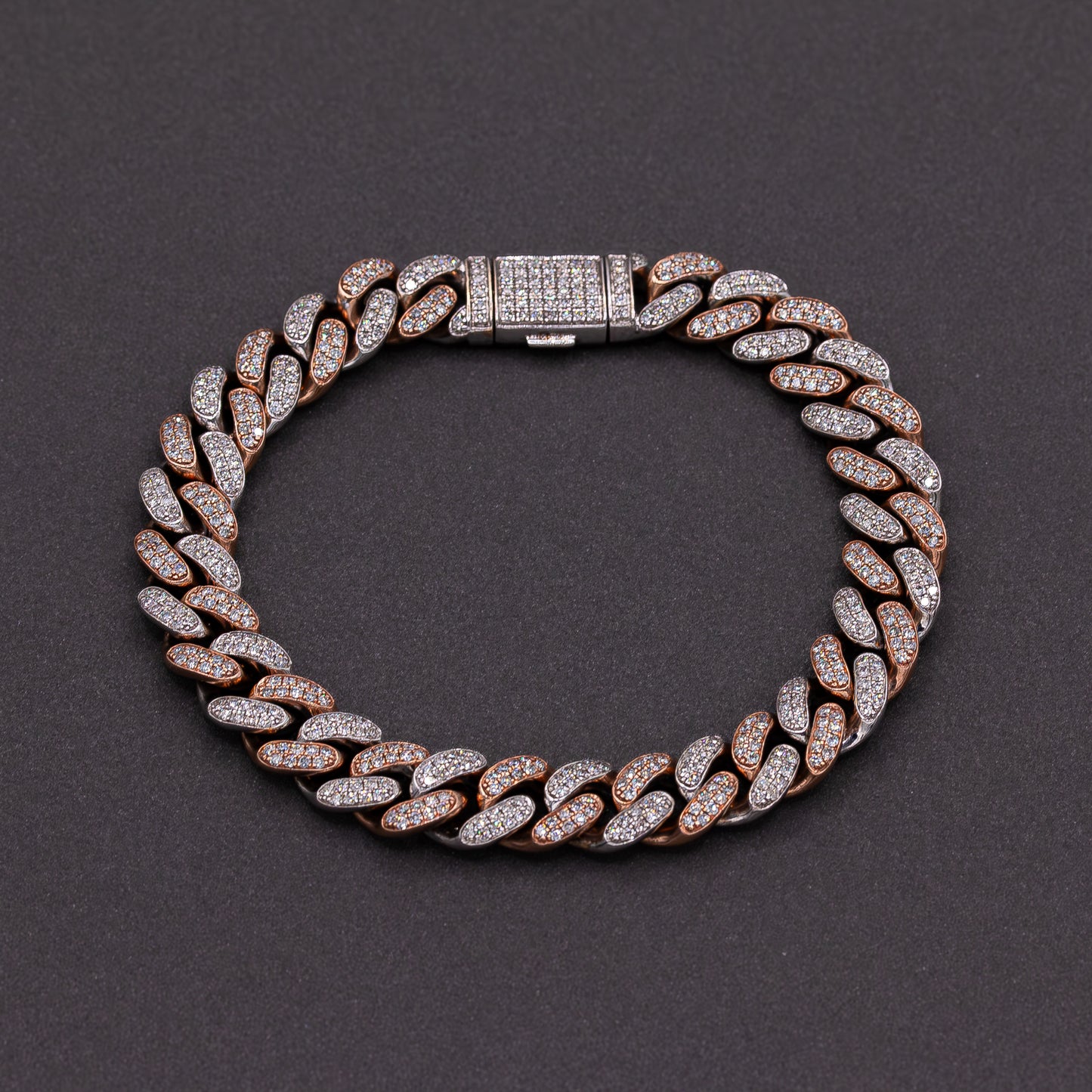 Two Tone Rose-White Gold 10K Diamond Bracelet