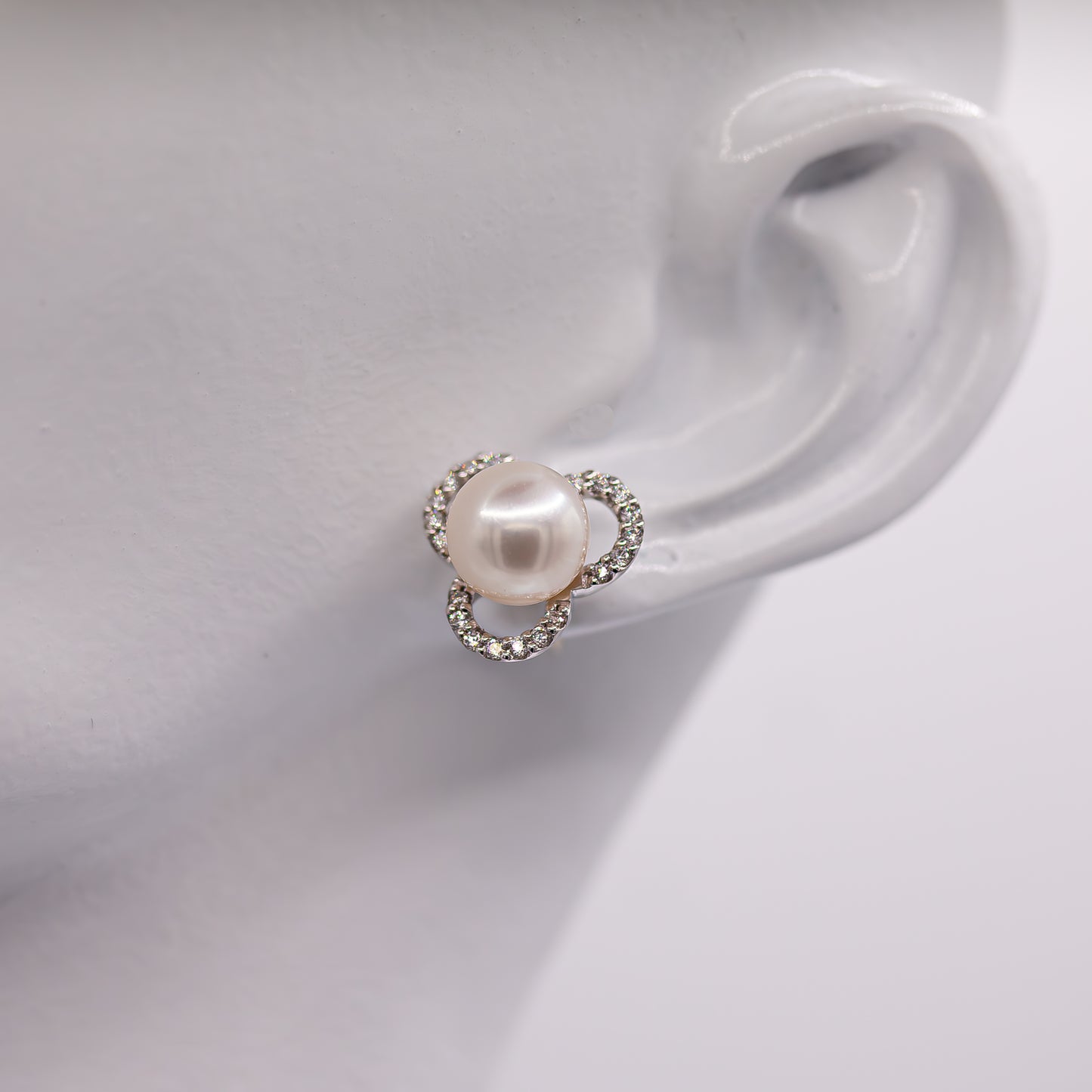 Freshwater Pearl Earrings with Diamonds