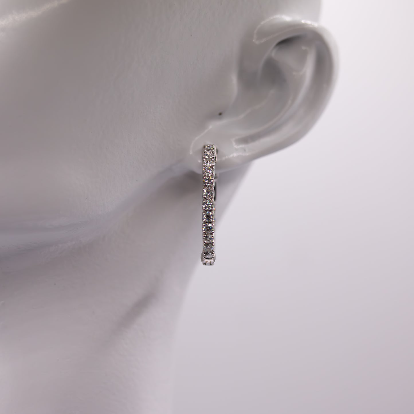 Hoop Earrings, Diamonds All Around 14K Gold White Gold