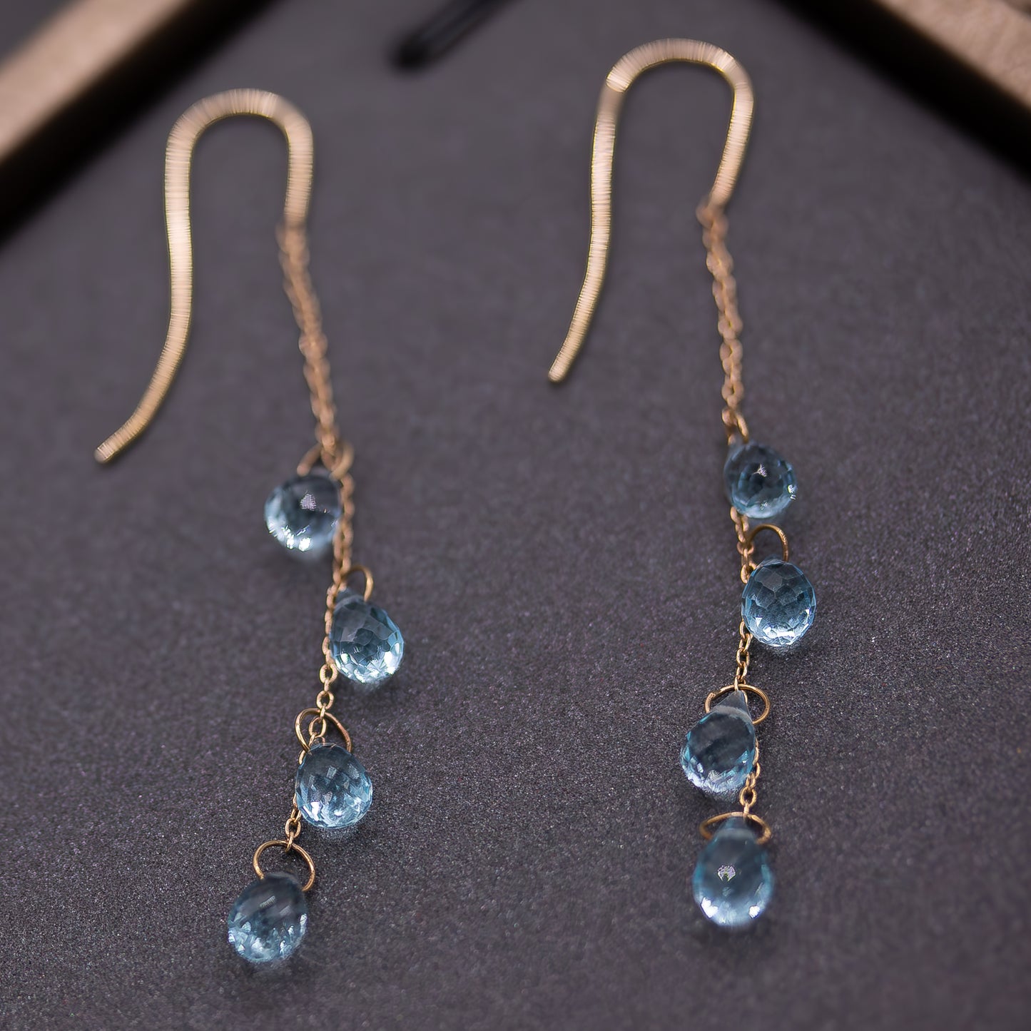 Blue Topaz Briolette Dangling Earrings
