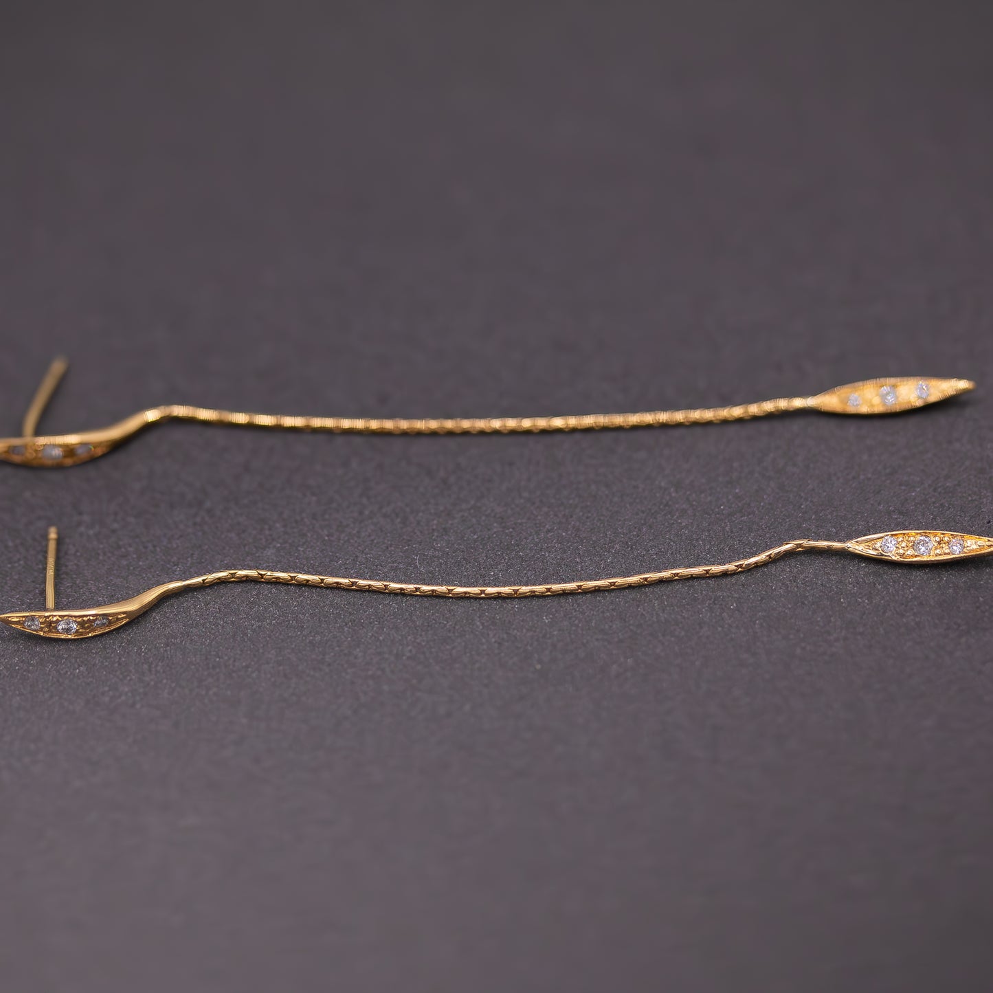 Long Drop 18K Gold Earrings