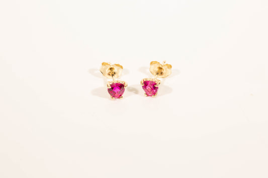 Hot Pink Mystic Heart Shape Topaz Stud Earrings