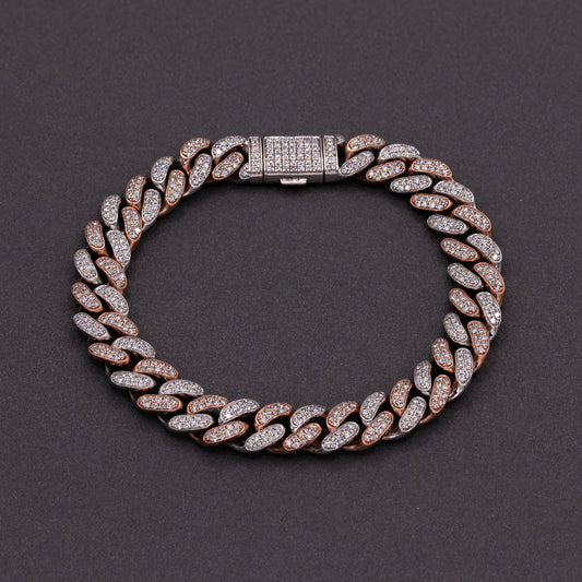 Two Tone Rose-White Gold 10K Diamond Bracelet