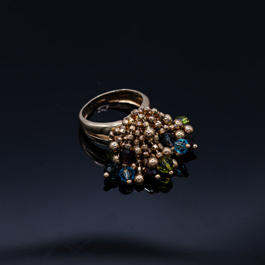 Multi-Color Briolette Stone Dangle Ring