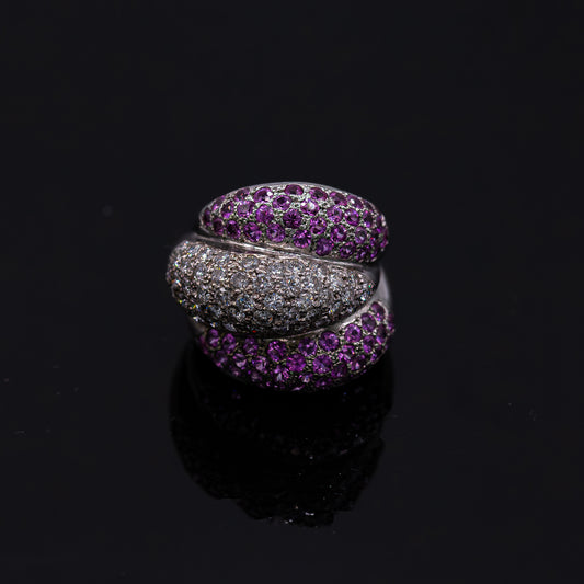Pink Sapphire Ring With White Diamonds