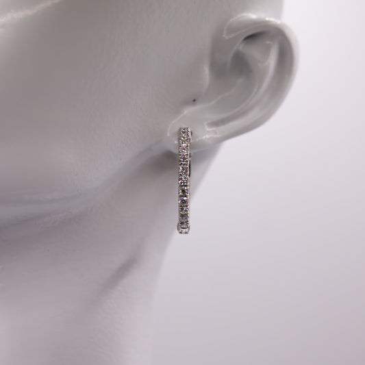 Hoop Earrings, Diamonds All Around 14K Gold White Gold
