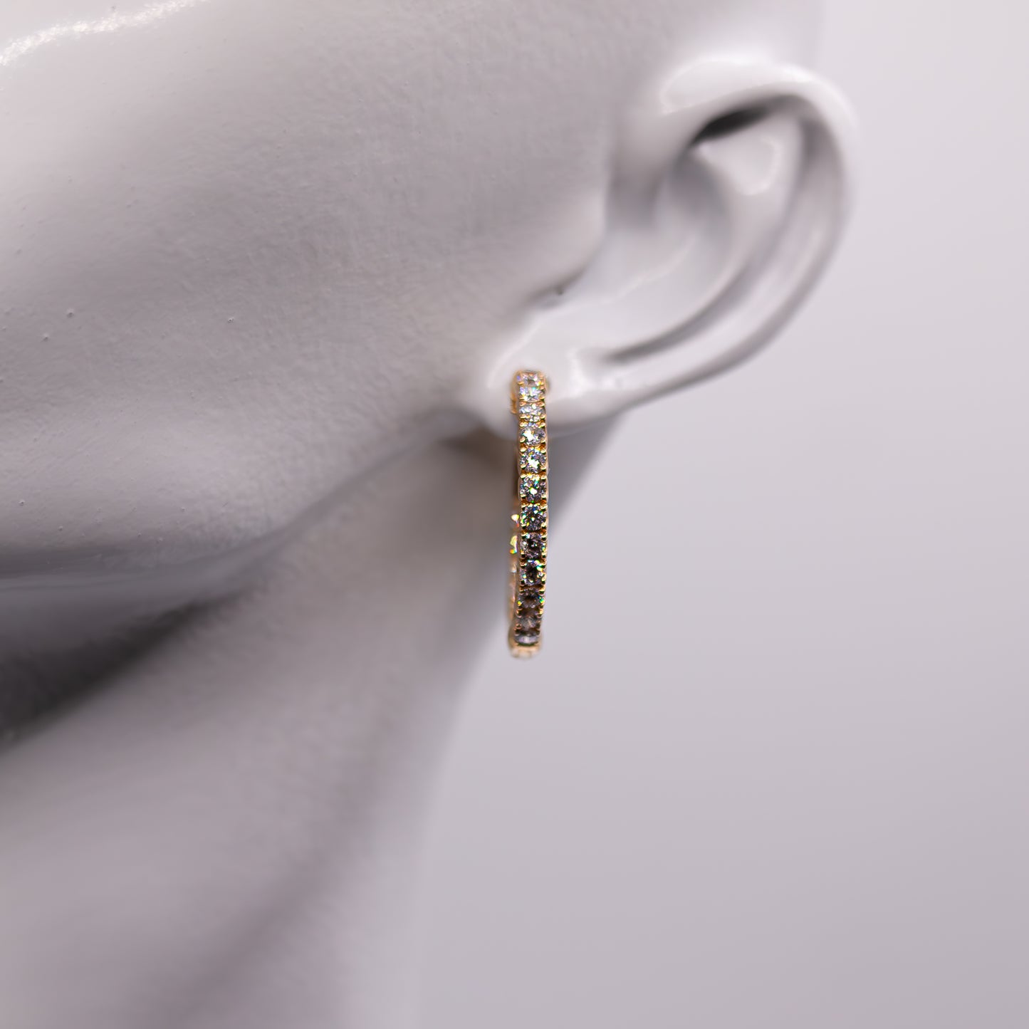 Hoop Earrings, Diamonds All Around 14K Yellow Gold