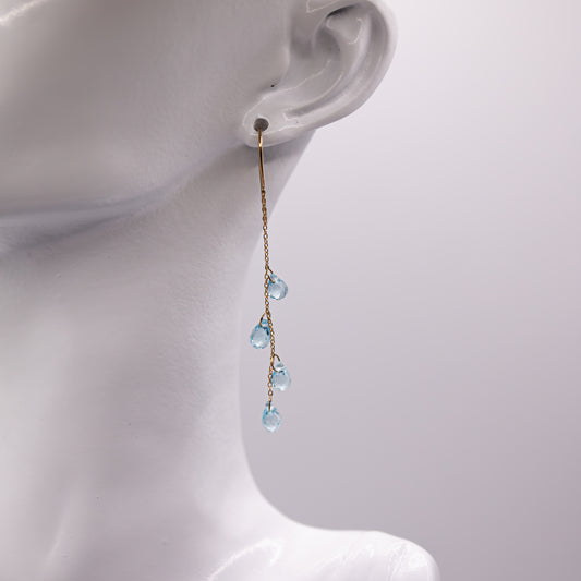 Blue Topaz Briolette Dangling Earrings