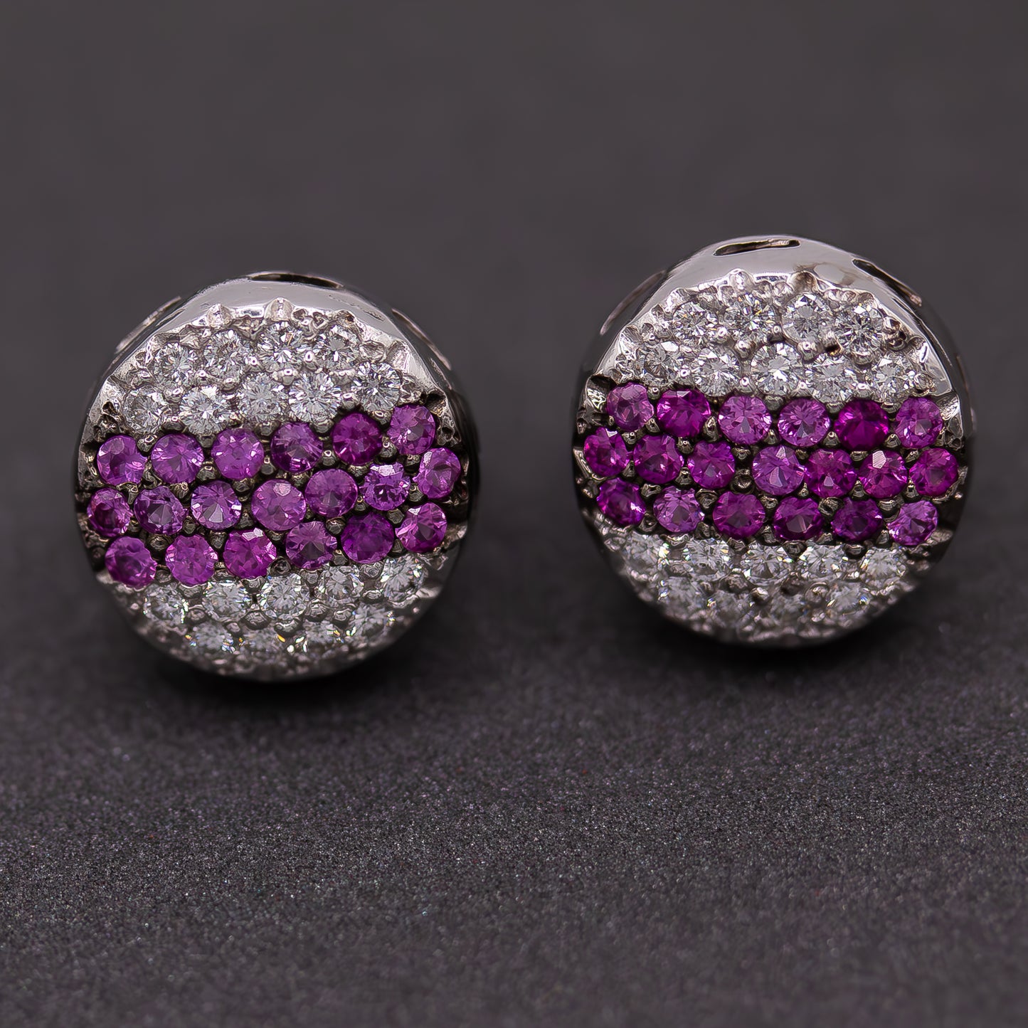 Pink Sapphire, White Diamond Earrings