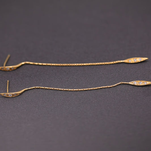 Long Drop 18K Gold Earrings