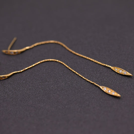 Long Drop 18K Gold Earrings