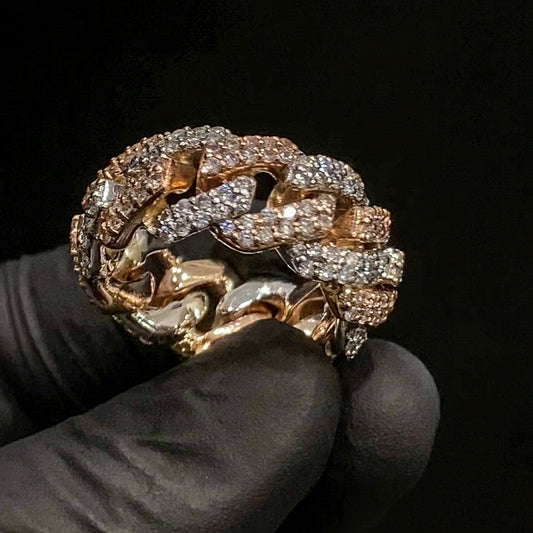 Diamond Two Tone Cuban Ring 12mm