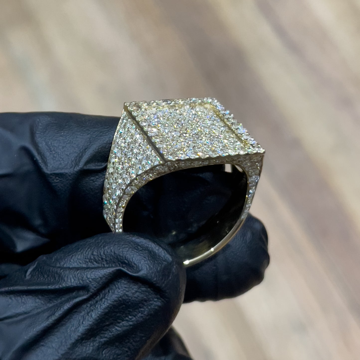 Double Layer Square Pave Ring